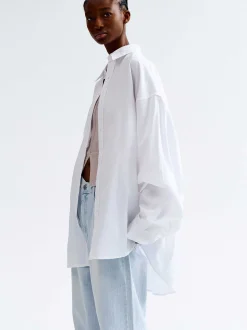 Accessories-Source Unknown Over-Fit Cotton Shirt, White