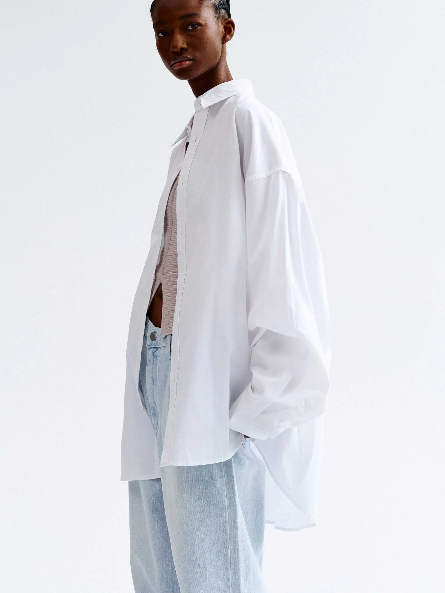 Accessories-Source Unknown Over-Fit Cotton Shirt, White