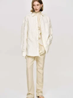 Accessories-Source Unknown Over-Fit Jacquard Shirt, Parchment