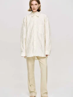 Accessories-Source Unknown Over-Fit Jacquard Shirt, Parchment