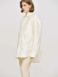 Accessories-Source Unknown Over-Fit Jacquard Shirt, Parchment