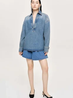 Denim-Source Unknown Oversized Denim Shirt, Tint Wash