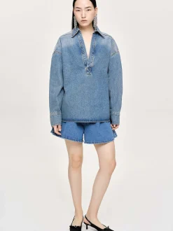 Denim-Source Unknown Oversized Denim Shirt, Tint Wash