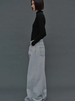 Denim-Source Unknown Oversized Fit Jeans, Light Blue Wash