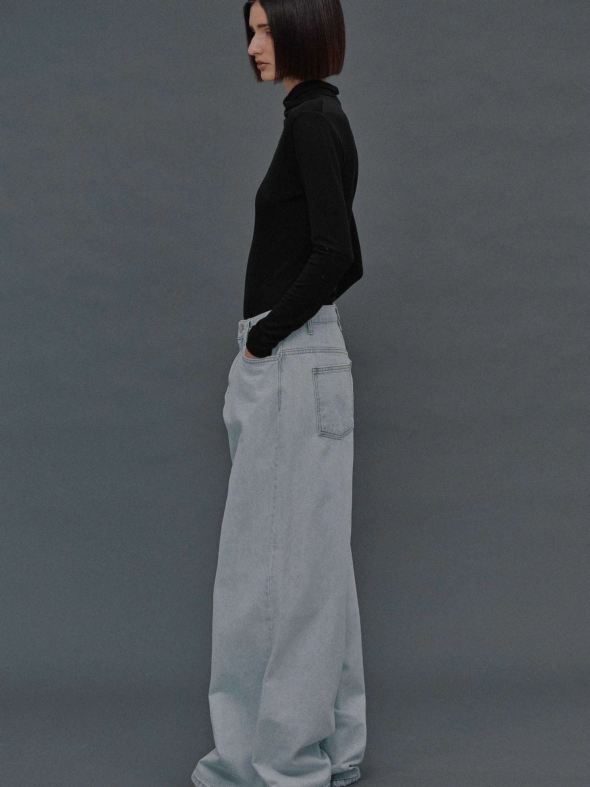 Denim-Source Unknown Oversized Fit Jeans, Light Blue Wash