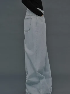 Denim-Source Unknown Oversized Fit Jeans, Light Blue Wash