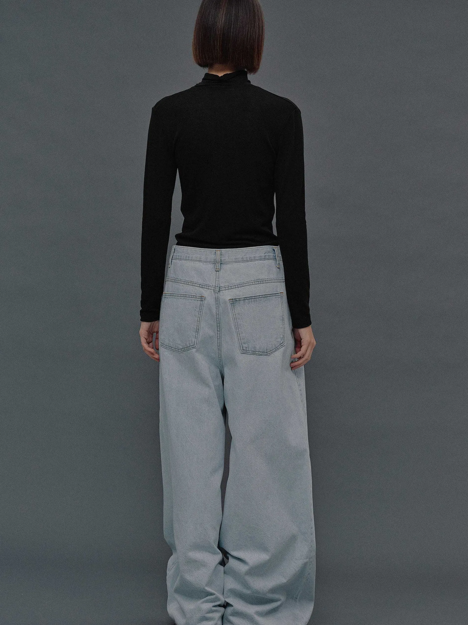 Denim-Source Unknown Oversized Fit Jeans, Light Blue Wash