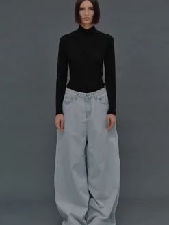 Clothing-Source Unknown Oversized Fit Jeans, Light Blue Wash