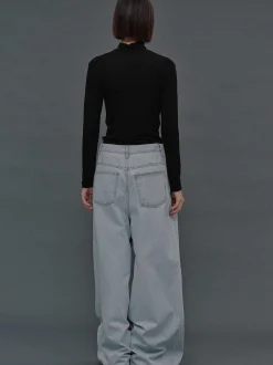 Clothing-Source Unknown Oversized Fit Jeans, Light Blue Wash