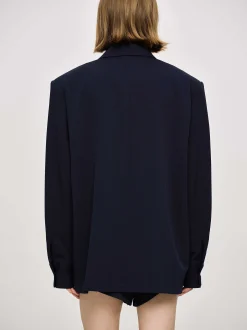 Co-Ords-Source Unknown Oversized Fluid Shirt, Navy