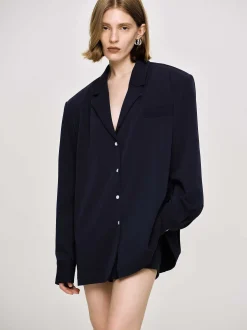 Co-Ords-Source Unknown Oversized Fluid Shirt, Navy