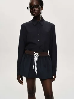 Clothing-Source Unknown Padded-Effect Miniskirt, Navy