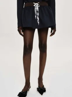 Clothing-Source Unknown Padded-Effect Miniskirt, Navy