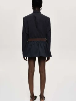 Clothing-Source Unknown Padded-Effect Miniskirt, Navy