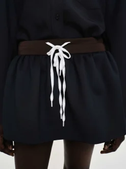 Clothing-Source Unknown Padded-Effect Miniskirt, Navy