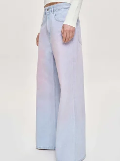 Denim-Source Unknown Painted Wide-Leg Jeans, Pink Washed