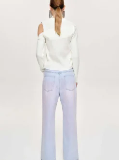 Denim-Source Unknown Painted Wide-Leg Jeans, Pink Washed