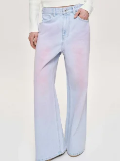 Denim-Source Unknown Painted Wide-Leg Jeans, Pink Washed