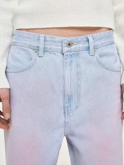 Denim-Source Unknown Painted Wide-Leg Jeans, Pink Washed