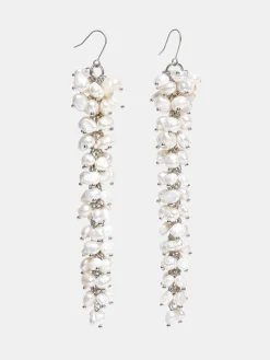 Accessories-Source Unknown Pearl Drop Earrings, White