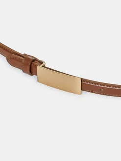 Clothing-Source Unknown Plate Buckle Leather Belt, Saddle