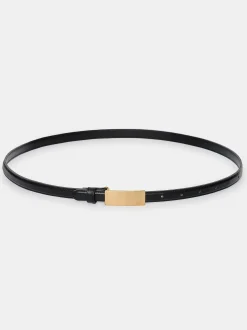 Accessories-Source Unknown Plate Buckle Leather Belt, Black