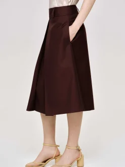 Co-Ords-Source Unknown Pleated Midi Skirt, Black Cherry