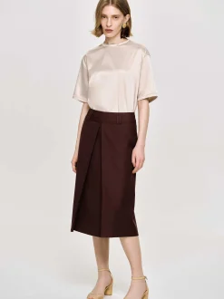 Co-Ords-Source Unknown Pleated Midi Skirt, Black Cherry