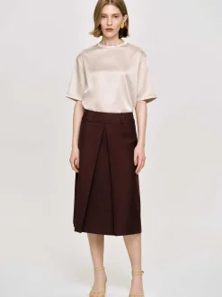 Co-Ords-Source Unknown Pleated Midi Skirt, Black Cherry