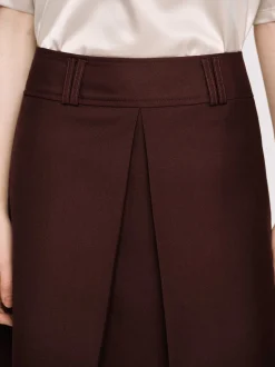 Bottoms-Source Unknown Pleated Midi Skirt, Black Cherry