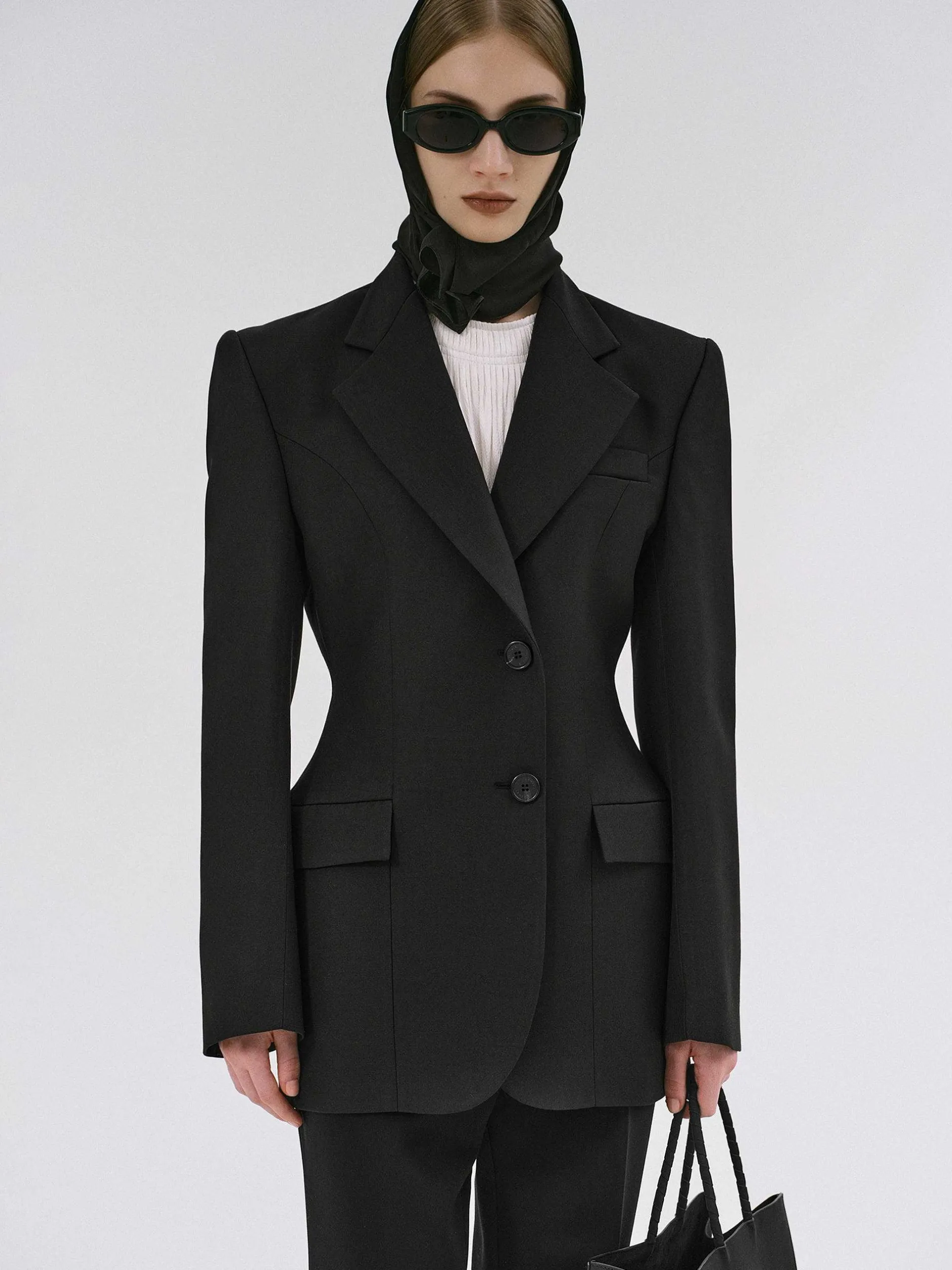 Clothing-Source Unknown Poldo Hourglass Blazer, Black