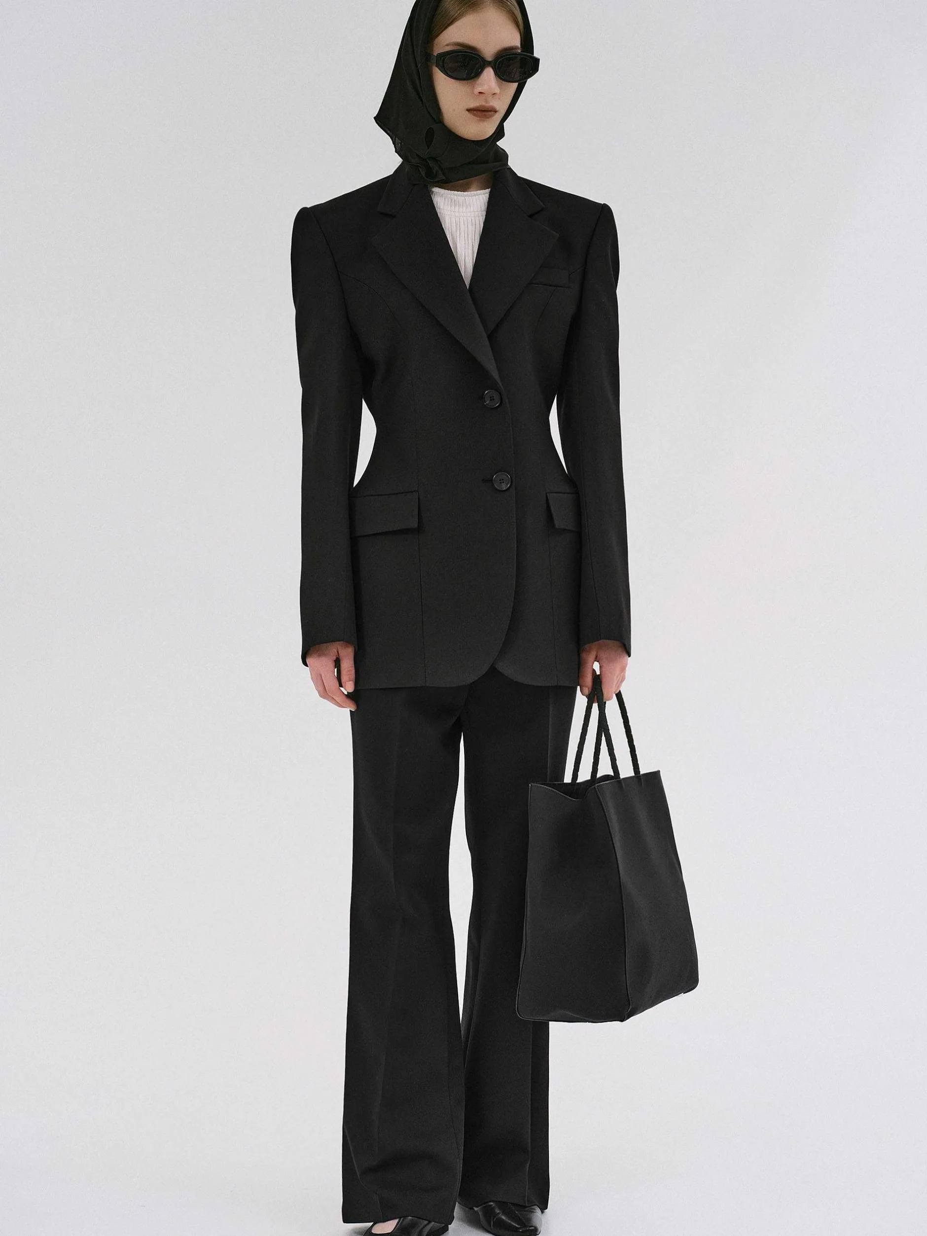 Clothing-Source Unknown Poldo Hourglass Blazer, Black