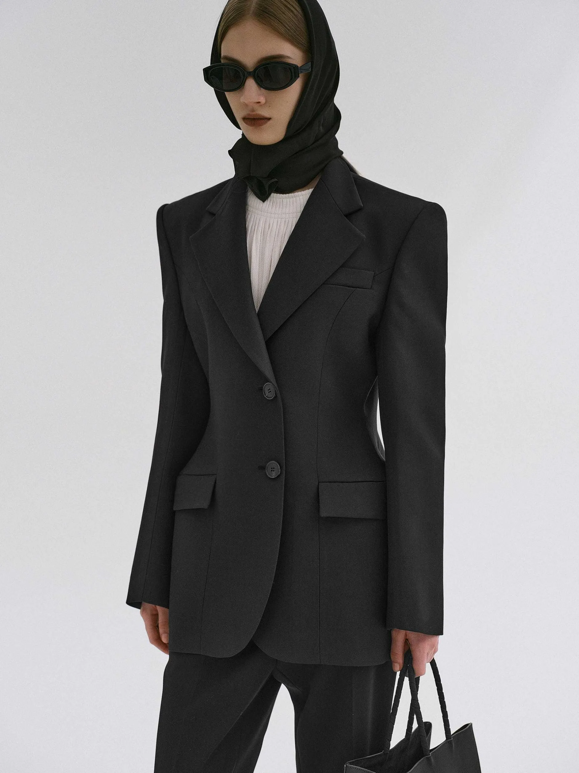 Clothing-Source Unknown Poldo Hourglass Blazer, Black