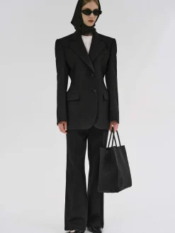 Outerwear-Source Unknown Poldo Hourglass Blazer, Black