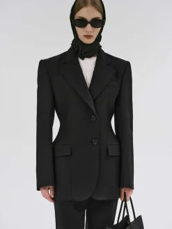 Outerwear-Source Unknown Poldo Hourglass Blazer, Black