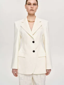 Outerwear-Source Unknown Poldo Hourglass Blazer, Cream