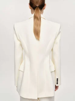 Outerwear-Source Unknown Poldo Hourglass Blazer, Cream