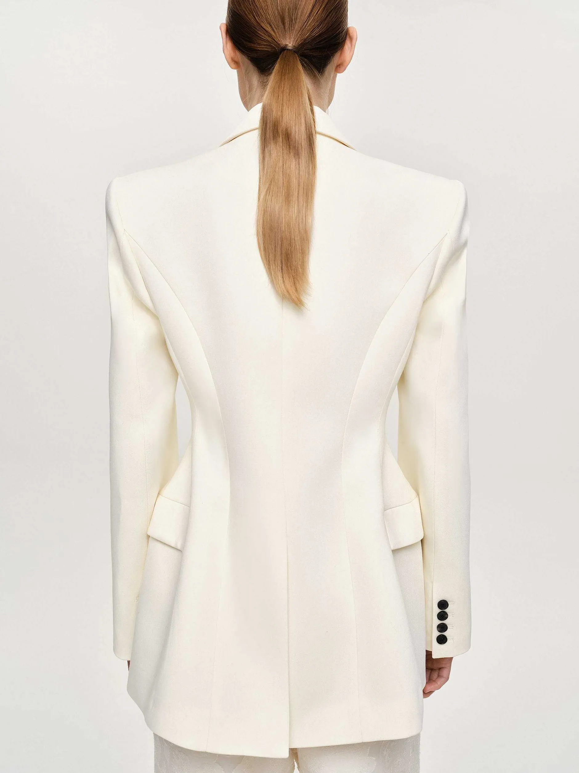 Outerwear-Source Unknown Poldo Hourglass Blazer, Cream