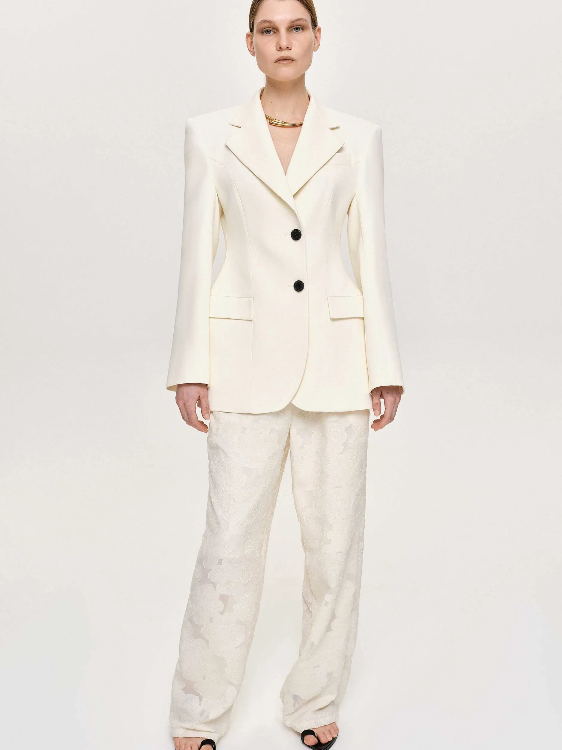 Clothing-Source Unknown Poldo Hourglass Blazer, Cream