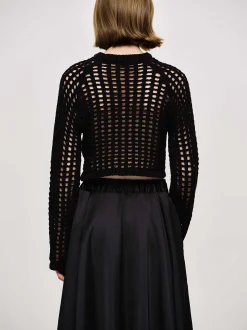 Knitwear-Source Unknown Reef Net Knit Top, Black