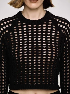 Knitwear-Source Unknown Reef Net Knit Top, Black
