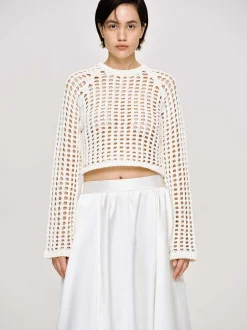 Clothing-Source Unknown Reef Net Knit Top, Ivory
