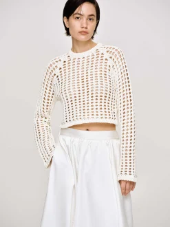 Knitwear-Source Unknown Reef Net Knit Top, Ivory