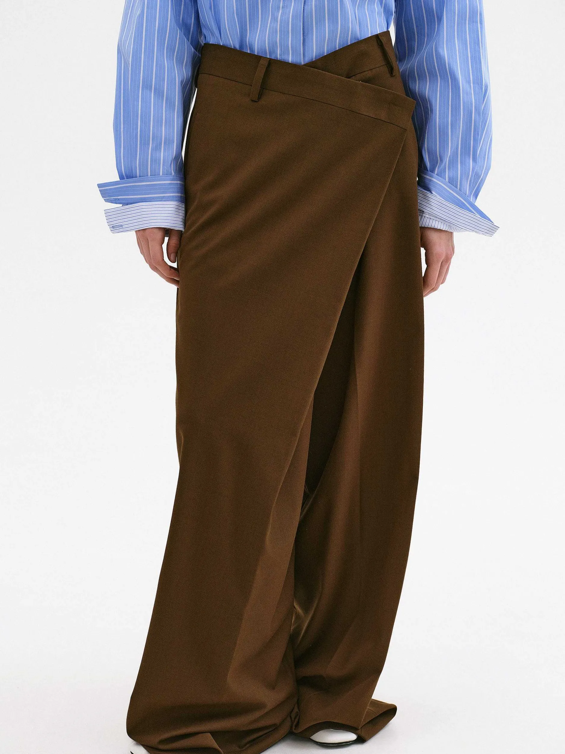 Bottoms-Source Unknown Rennert Criss Cross Trousers, Saddle Brown