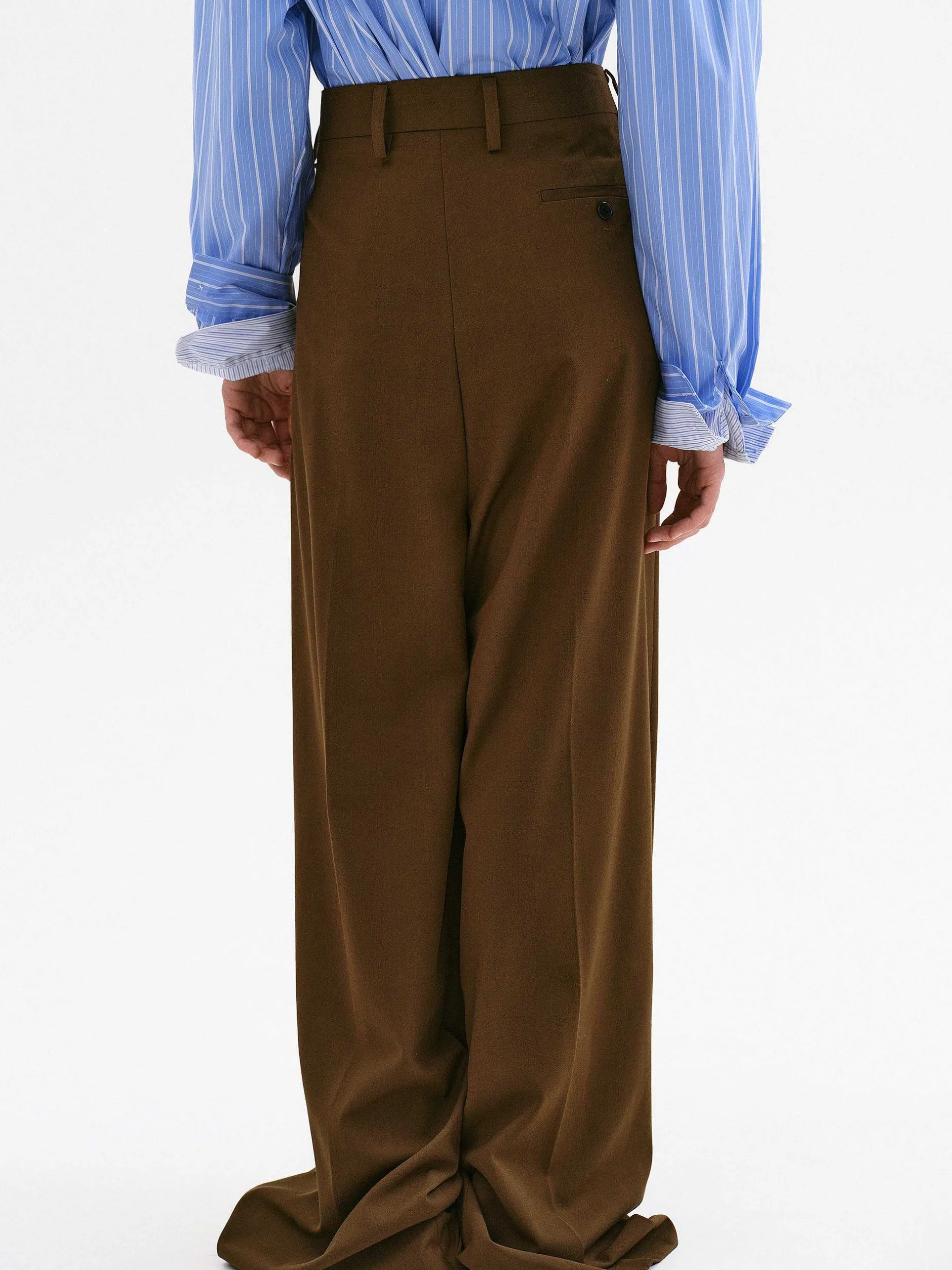 Bottoms-Source Unknown Rennert Criss Cross Trousers, Saddle Brown