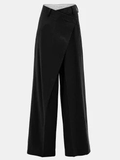 Bottoms-Source Unknown Rennert Criss Cross Trousers, Black