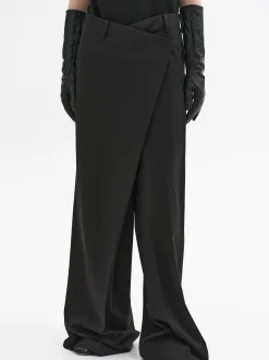 Bottoms-Source Unknown Rennert Criss Cross Trousers, Black