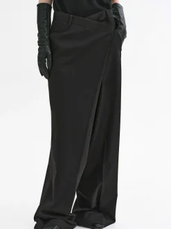 Bottoms-Source Unknown Rennert Criss Cross Trousers, Black