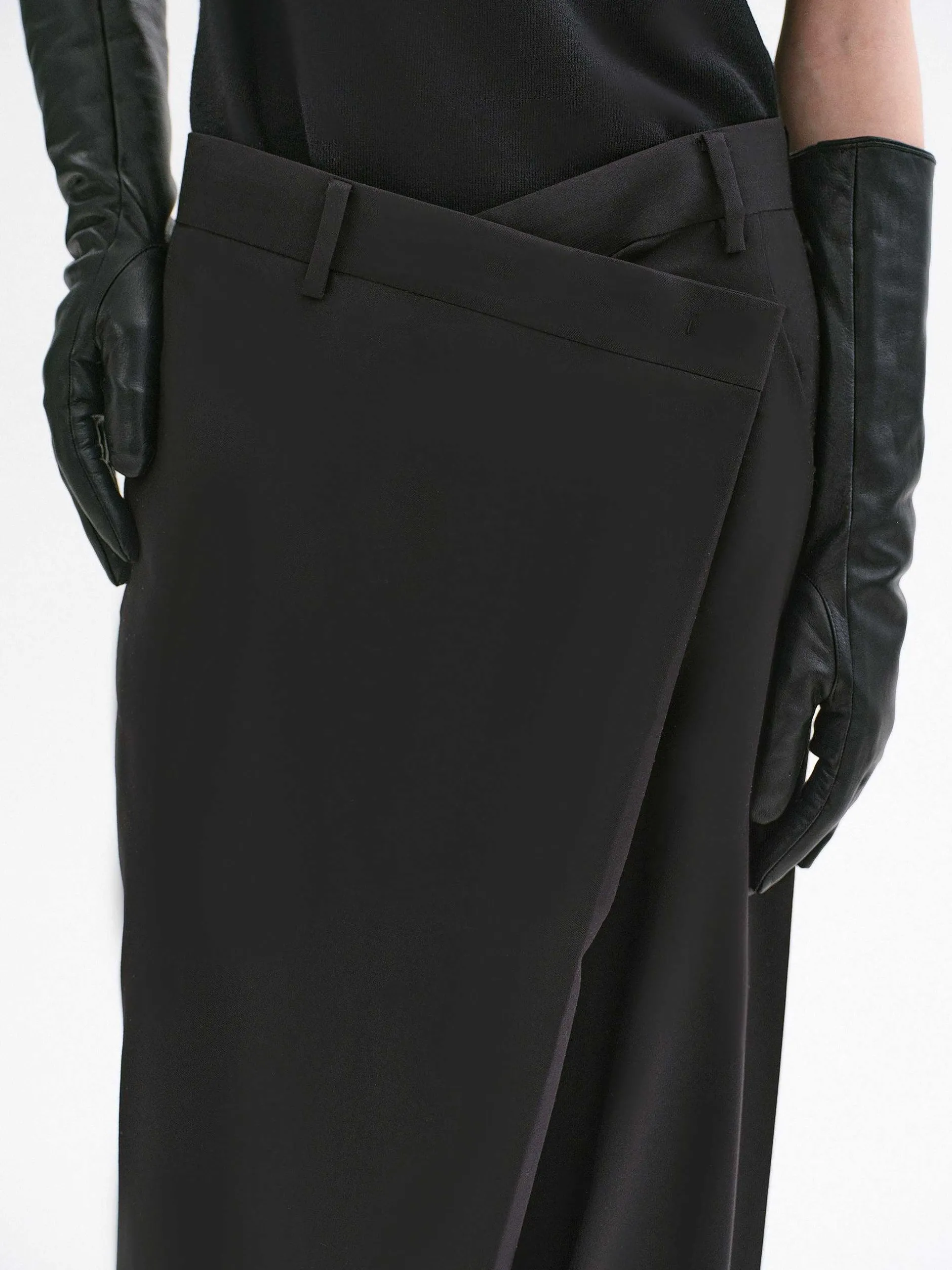 Bottoms-Source Unknown Rennert Criss Cross Trousers, Black