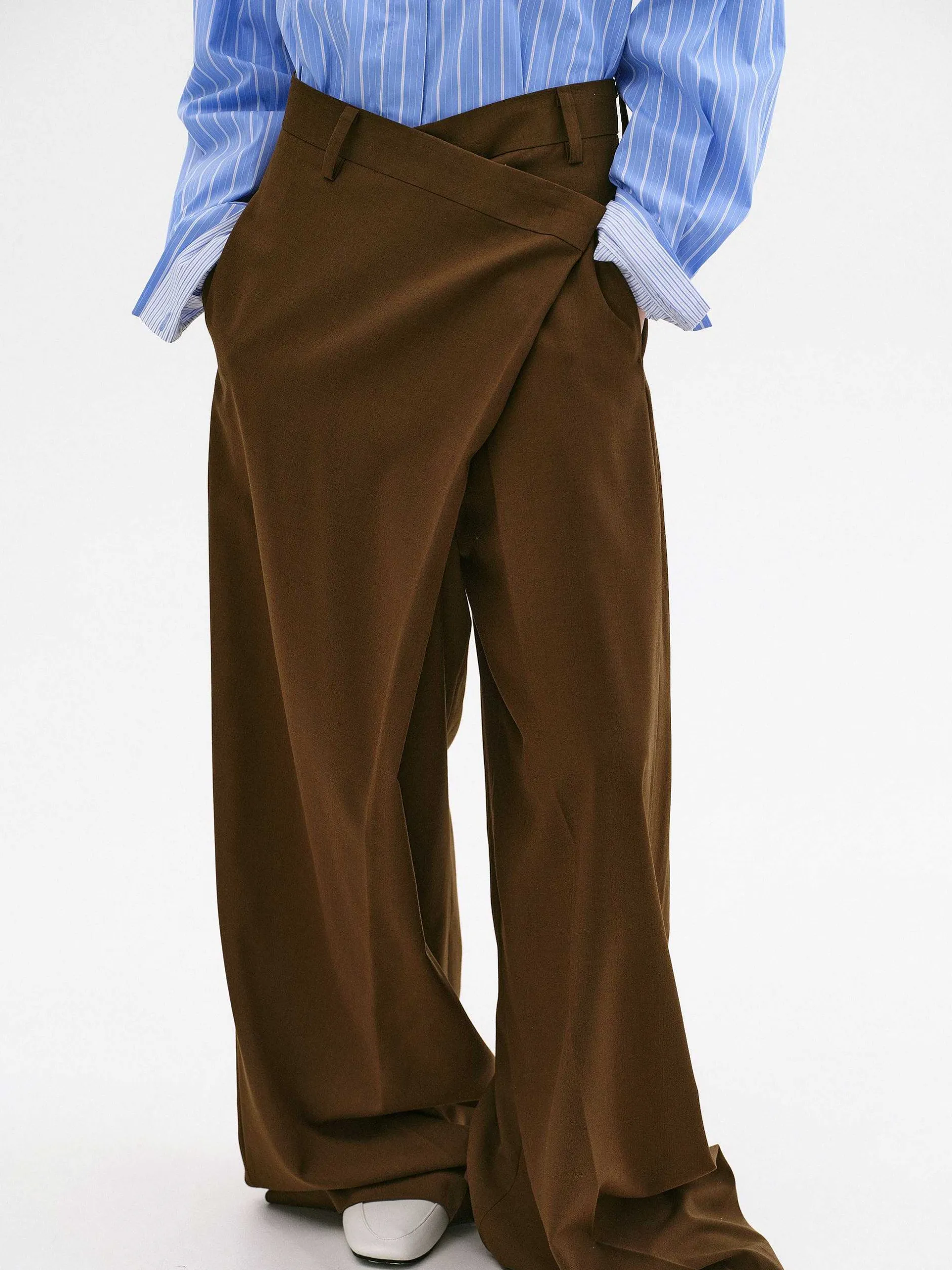 Clothing-Source Unknown Rennert Criss Cross Trousers, Saddle Brown